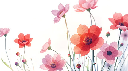 Naklejka premium Watercolor bouquet – Red, yellow, and purple flowers