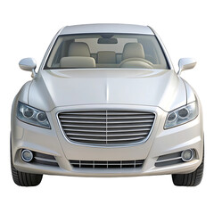 3D Luxury Sedan Car Front View – Realistic Vehicle Render on Transparent Background