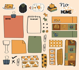 planning and journaling stickers, memo pads, and planner pages with an autumn theme
