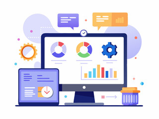 User-friendly software deployment progress dashboard with visual indicators and flat UI elements