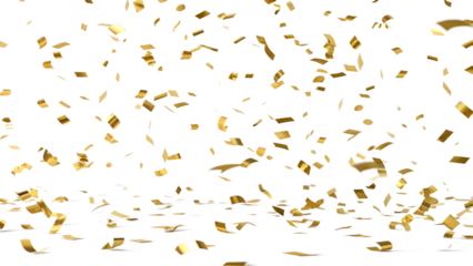 Elegant gold confetti isolated on transparent background (PNG format). Perfect for luxury celebration, New Year, weddings, and party-themed designs. High-resolution, no shadow, ready to use.