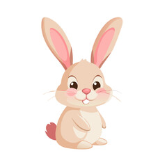 Fototapeta premium Vector illustration of a charming rabbit with twitching whiskers and perked ears, isolated on a white background.