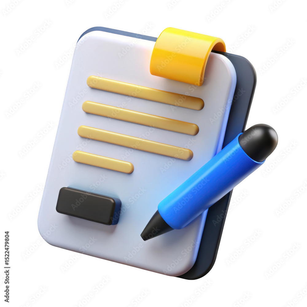 Aufkleber 3d realistic form with pen isolated on transparent background