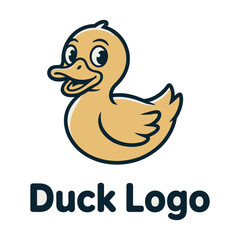 Flat Duck logo vector – playful and clean duck head or full-body design perfect for children’s brands, wildlife themes, pet logos, or farm branding

