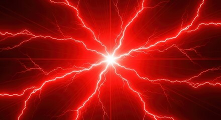 Red lightning bolts radiating from a bright center symbolizing energy power and intensity