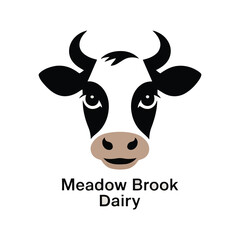Flat Cow logo vector – minimal dairy cow head design ideal for milk brands, farms, organic products, food packaging, and agriculture businesses

