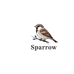 Flat Sparrow logo vector – elegant small bird design perfect for nature branding, wildlife identity, eco-friendly products, or minimalist bird logos

