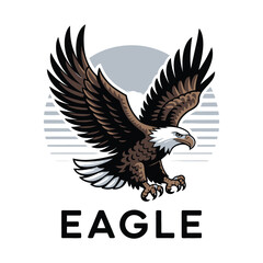 Vector Eagle logo in bold flat style – powerful bird head emblem ideal for sports teams, military branding, patriotic designs, or aviation identity

