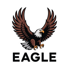 Fototapeta premium Vector Eagle logo in bold flat style – powerful bird head emblem ideal for sports teams, military branding, patriotic designs, or aviation identity