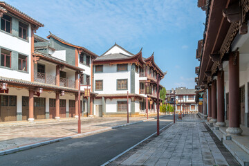 Jiangnan-style historical buildings in Mengzi Rice Noodle Town, Yunnan, China.