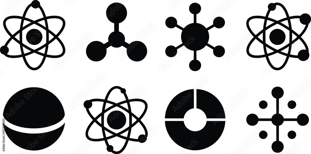 Poster science atom molecule structure data icon vector illustration design element graphic resource 100 ch