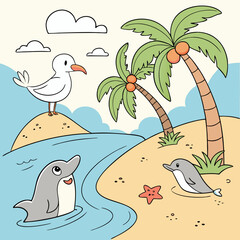 Cute Beach Scene Clipart
