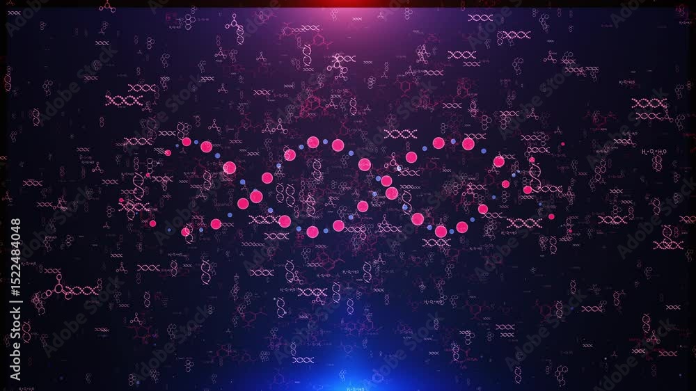 Poster animated dna helixes and molecular structures in motion