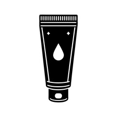 Black silhouette of cosmetic tube isolated on transparent background