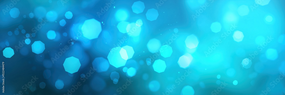 Poster vibrant blue bokeh abstract light pattern with hexagonal shapes