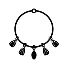Elegant black tassel necklace design isolated on transparent background