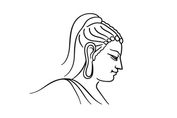 Elegant outline illustration of a serene female profile depicting spiritual enlightenment