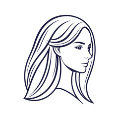 Woman profile line art illustration isolated on transparent background