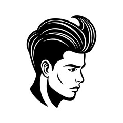 Man profile with pompadour hairstyle isolated on transparent background