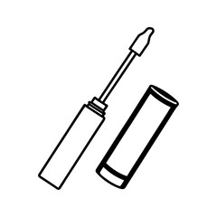 Lip gloss tube and applicator isolated on transparent background