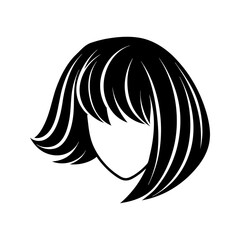 Stylish bob haircut silhouette isolated on transparent background
