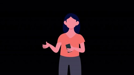Girl Using Smartphone Animation 4K On Alpha - Powered by Adobe