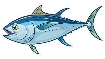 Fototapeta premium Profile Line Drawing of Tuna in Mid-Leap with Minimal Styling