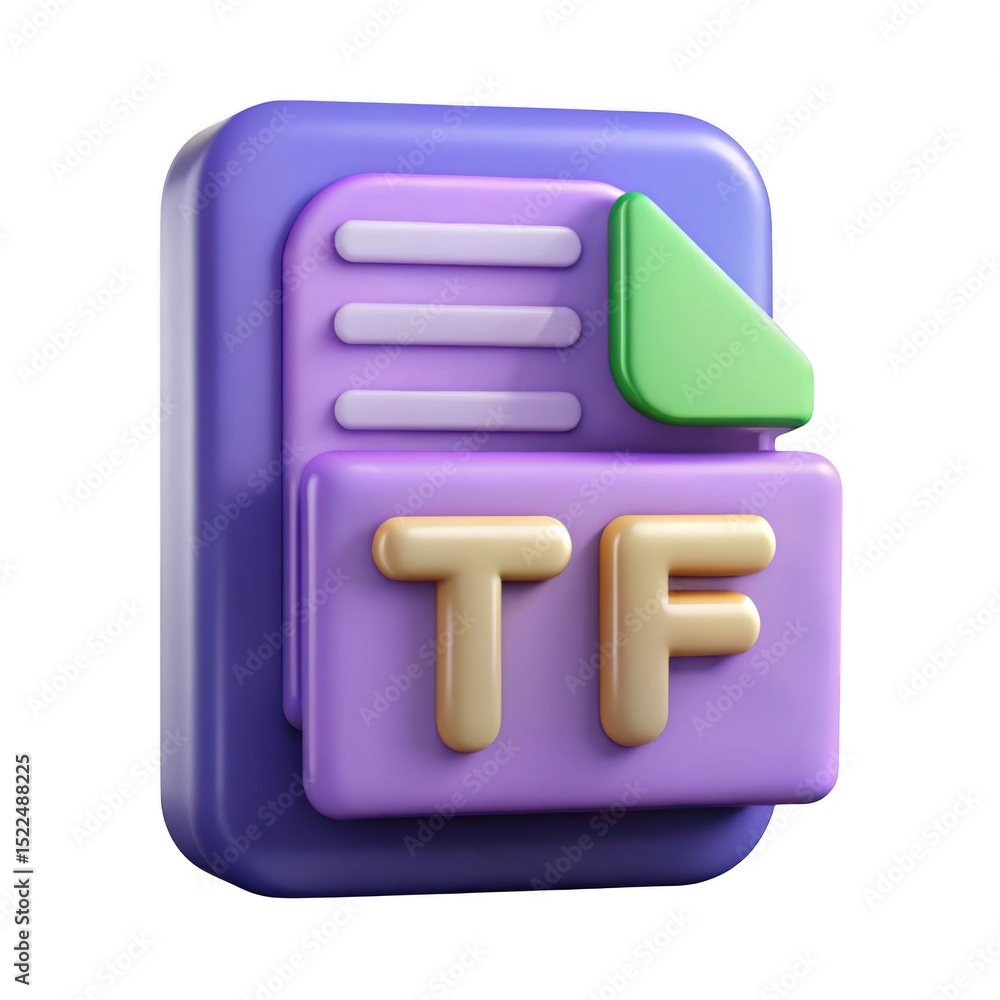 Poster 3d realistic tf file icon render isolated on transparent background