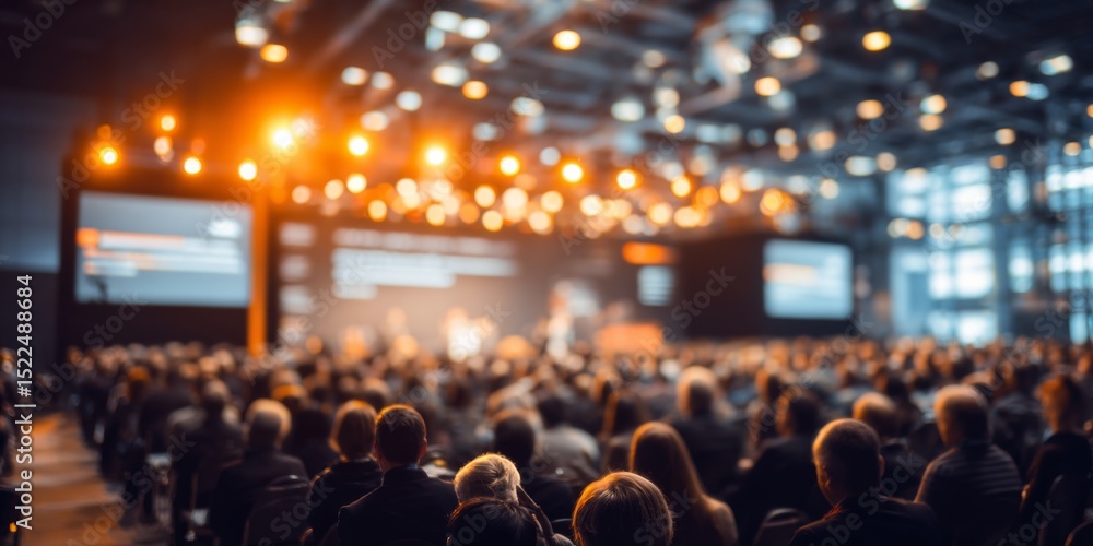 Aufkleber busy conference hall filled with audience attending a corporate event with stage lighting and large 