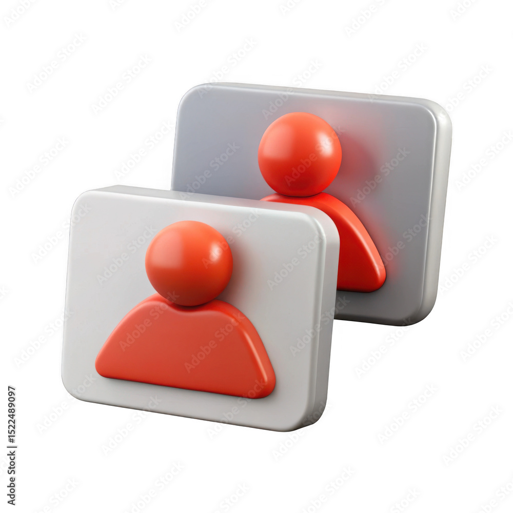 Poster 3d realistic user profile icons isolated on transparent background