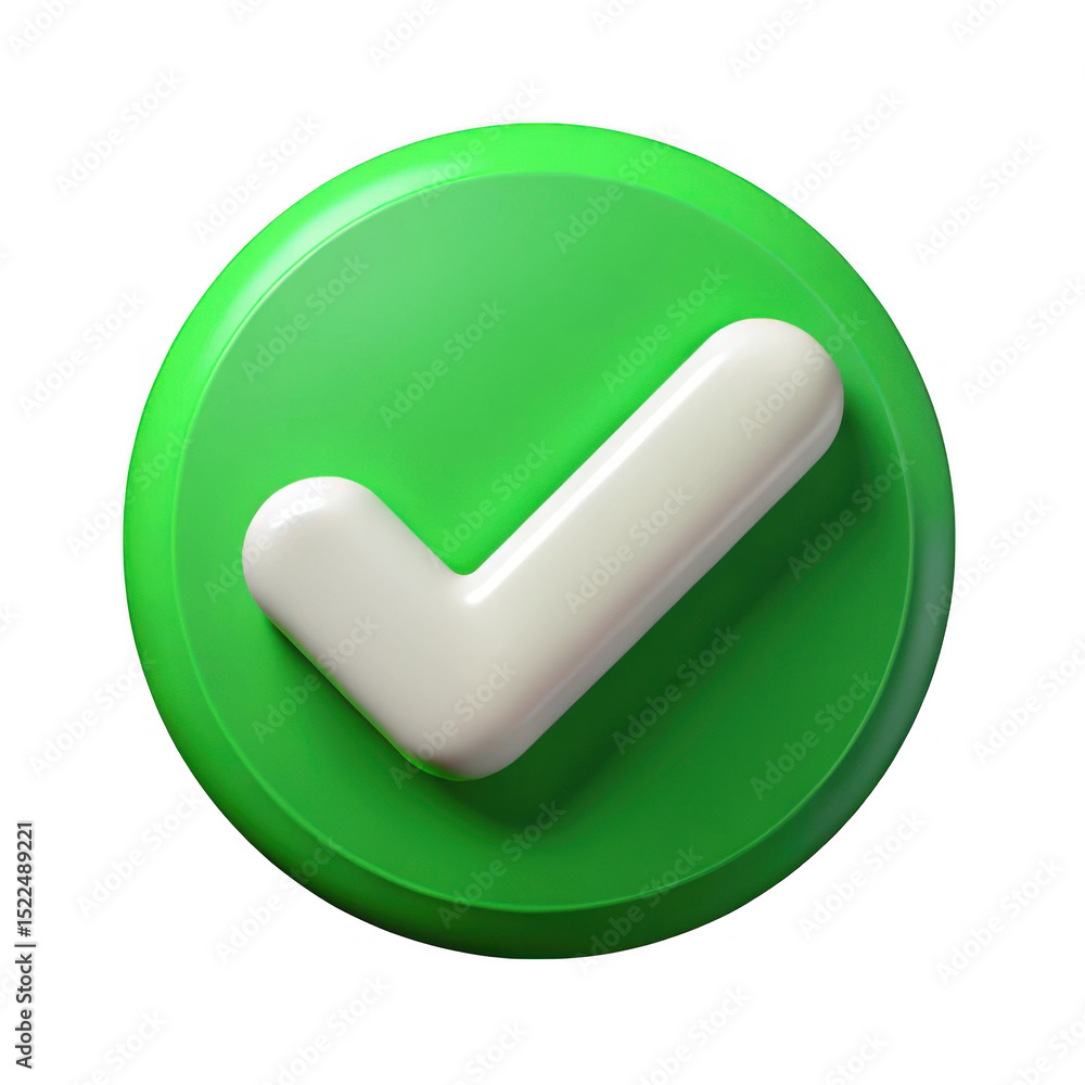 Poster 3d realistic green checkmark button icon render