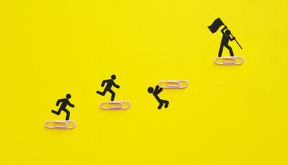Adaptive Leadership for Startup business team development in office. Competition with competitive...