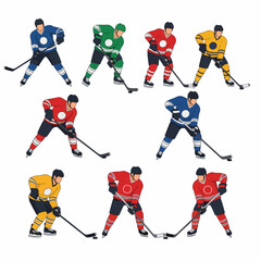 Hockey players in action, colorful game sport