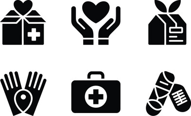 Donation charity help support aid relief volunteer giving humanitarian kindness assistance solidarity care editable stock vector illustration