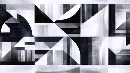 Abstract black and white geometric textile design