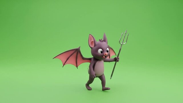 Halloween Bat 3D Animation Green Screen Devil