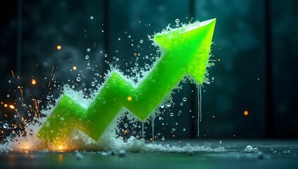 A dynamic, ultra-realistic digital composition symbolizing bull market growth, featuring green arrows, charts, and financial elements in a clean, futuristic style. AI-Generated.

