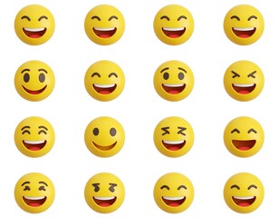 Fototapeta premium Collection of 3D emoji faces (2)