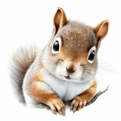 Fototapeta premium A cute and curious squirrel perched on a branch, showcasing its fluffy fur and bright eyes.
