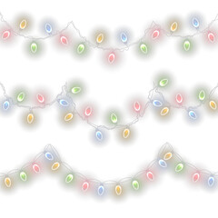 png greeting card with illuminated garland neon light red ribbon glowing festive element background winter celebration christmas holiday star

