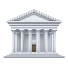 Fototapeta premium Ancient Greek Style Temple with Tall White Columns and Classic Pediment in Bright Lighting