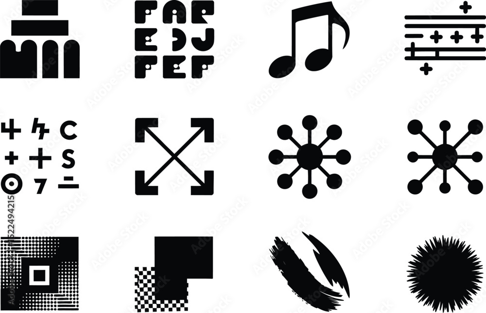 Poster vector graphics abstract shapes symbols design elements pack for creative projects and illustrations