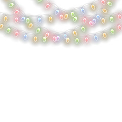 png party background with led garland bright glow light red green blue star christmas ribbon illustration transparent decor happy celebration

