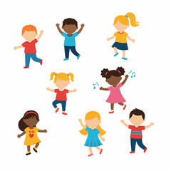 Happy children playing together group of kids