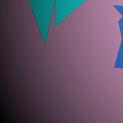 Abstract Composition Featuring Interlocking Teal and Cobalt Blue Geometric Forms Against a Mauve Gradient Background