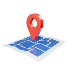 Perspective Red GPS Map Marker 3d Render Icon Illustration with Maps