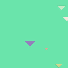 A captivating abstract composition featuring several subtly colored downward-pointing triangles scattered across a vibrant mint green backdrop.