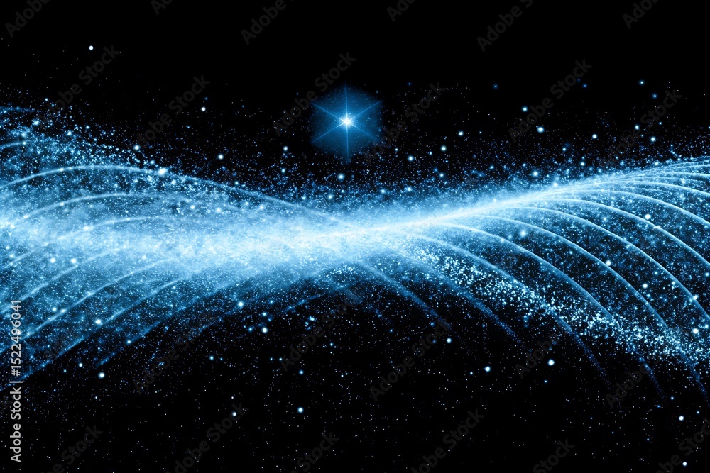 Poster abstract light wave background with glowing particles and a star perfect for science technology or f