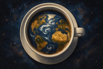 Coffee Mug with Earth Design Generative AI