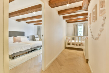 Cozy Family Interior with Wooden Beams